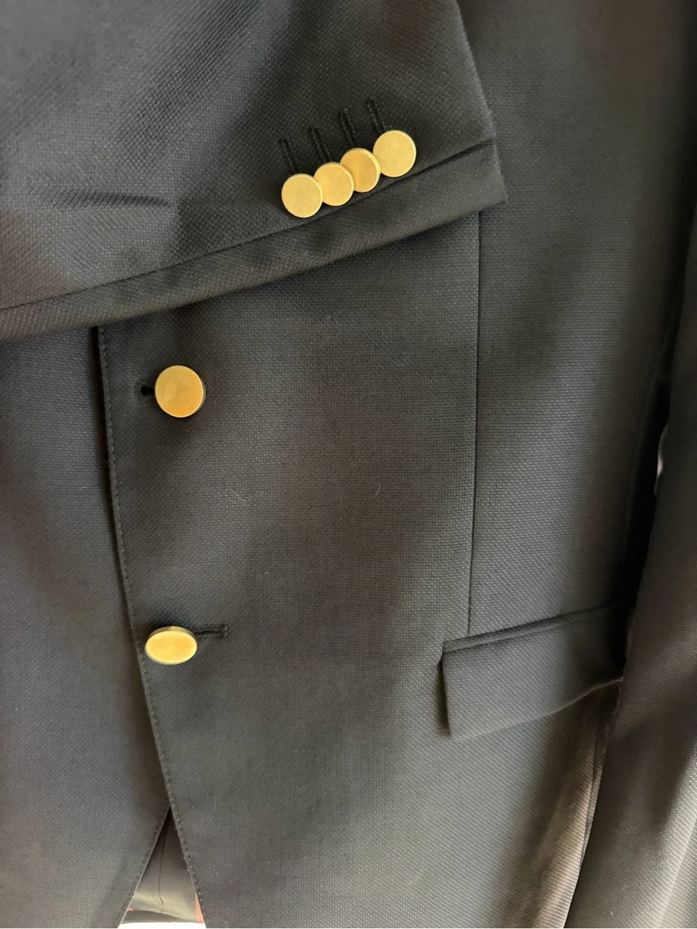 Hugo Boss Black Two-Button Sport Coat with Gold Buttons 44R